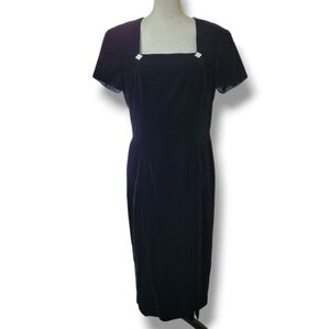 Papell Boutique Black Velvet Formal Dress Classic 90s Women's Size 12